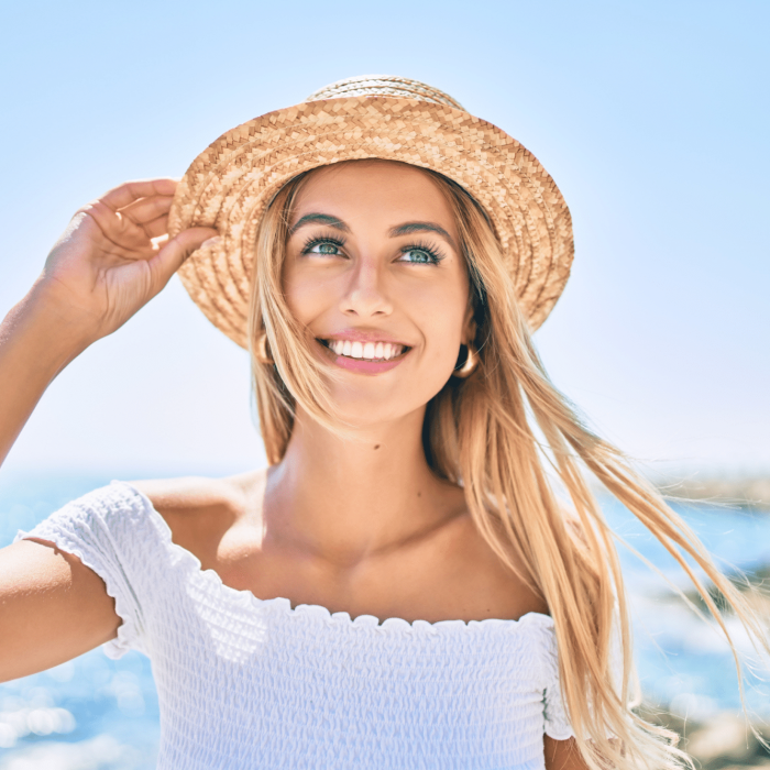 blonde woman smiling